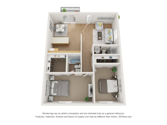 2 Bedroom 2 Bath Floor Plan 2 Bedroom 2 Bath Floor Plan at Kenyon Pointe, Tustin, CA