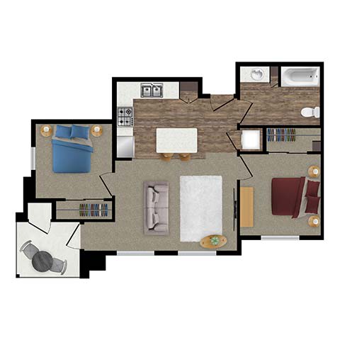 3 bed 2 bath floor plan at Loma Villas Apartments, San Bernardino, 92408