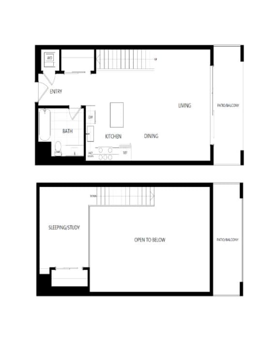 Floor Plan  Studio Loft Penthouse 2d floor plan, The Mansfield at Miracle Mile, Los Angeles