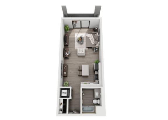 Studio Floor Plan at The Mansfield at Miracle Mile, Los Angeles, CA , 90036