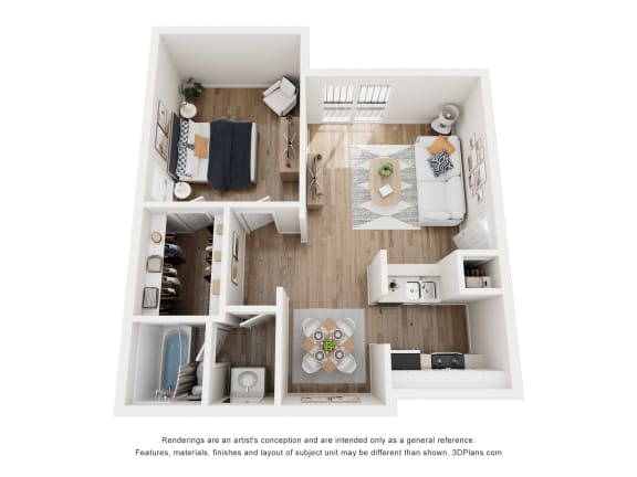 1 bed 1 bath C | 750 Sq. Ft. at 2000 Oasis  Apartments, Atlanta, 30316