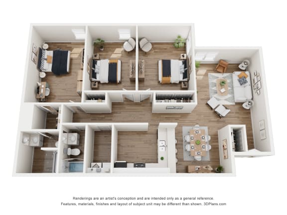 3 bed 2 bath | 1,350 Sq. Ft. at 2000 Oasis  Apartments, Atlanta, Georgia