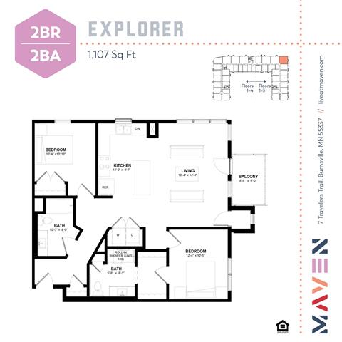 Explorer Floorplan at Maven Apartments, Burnsville, Minnesota 55337