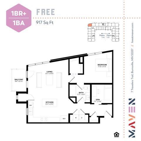 Free Floorplan at Maven Apartments, Burnsville, 55337
