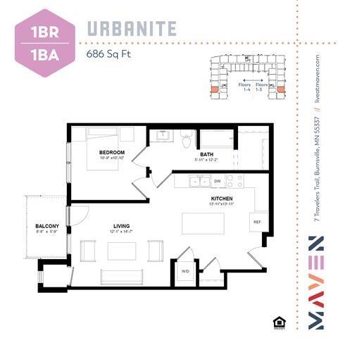Urbanite Floorplan  at Maven Apartments, MN 55337