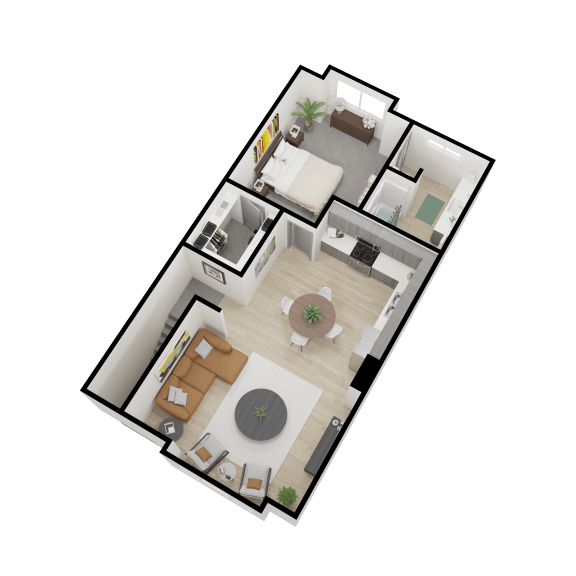 a 3d floor plan of a house