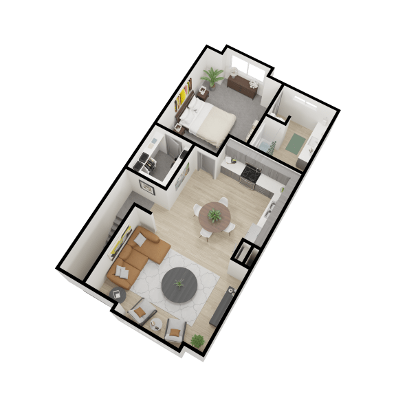 a 3d floor plan of a house