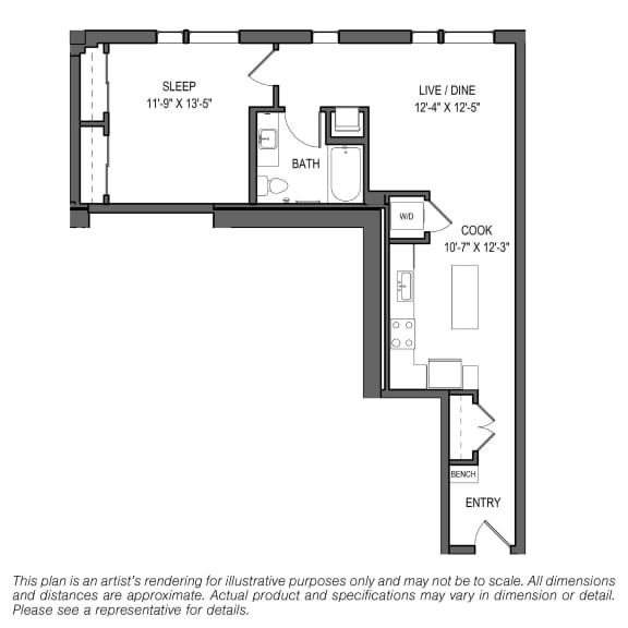 the plan of the floor plan for a bedroom apartment
