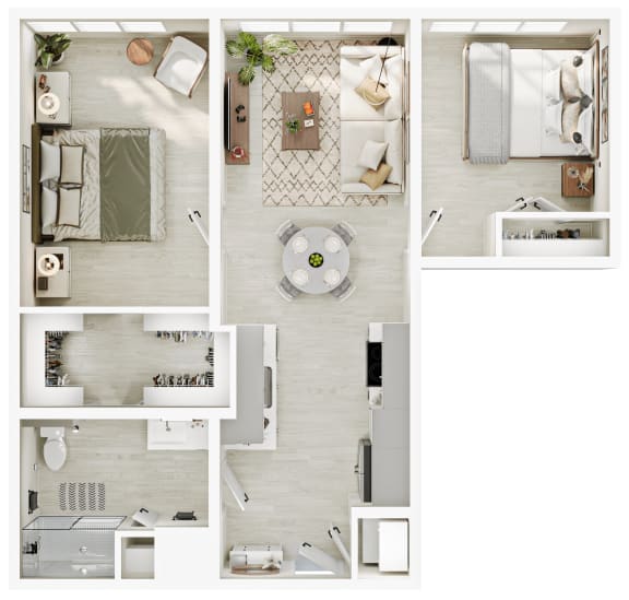a floor plan of a house with a bedroom and a living room