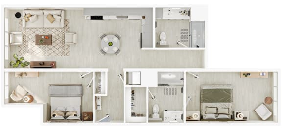 Floor Plan  a floor plan of a bedroom with a bathroom and a living room