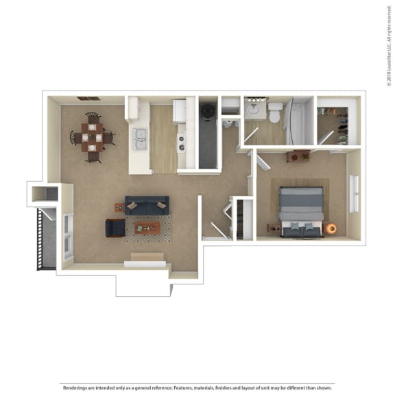 1 bed 1 bath Carbon Floor Plan