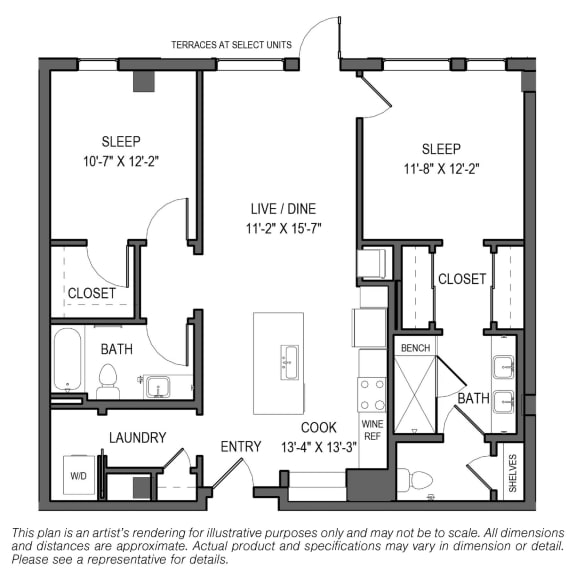 the floor plan of the second level of the apartment building