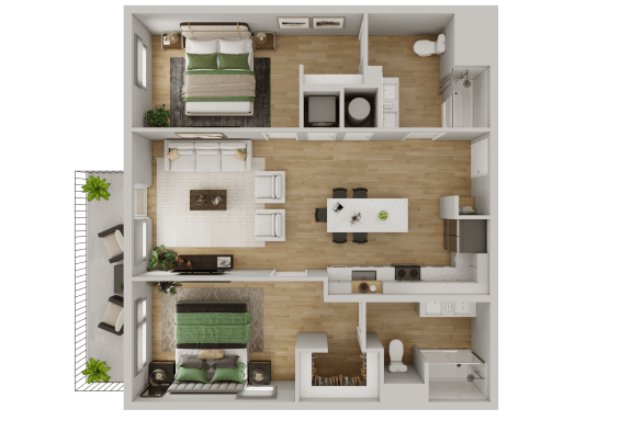 a1 floor plan  1 bedroom with 2 baths  1199 square feet