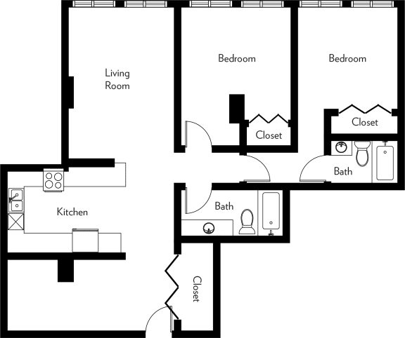 B2-A Floor Plan B2-A Floor Plan at The Luckman, Cleveland, OH, 44114