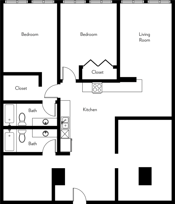 B2-Q Floor Plan B2-Q Floor Plan at The Luckman, Cleveland, Ohio