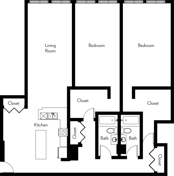 B2-AA Floor Plan B2-AA Floor Plan at The Luckman, Cleveland, OH, 44114
