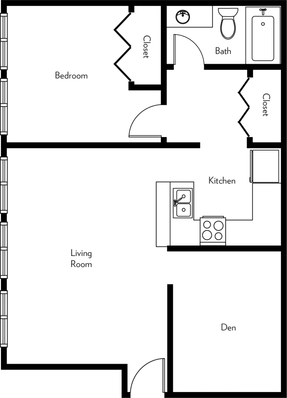 A1-K Floor Plan A1-K Floor Plan at The Luckman, Cleveland, 44114