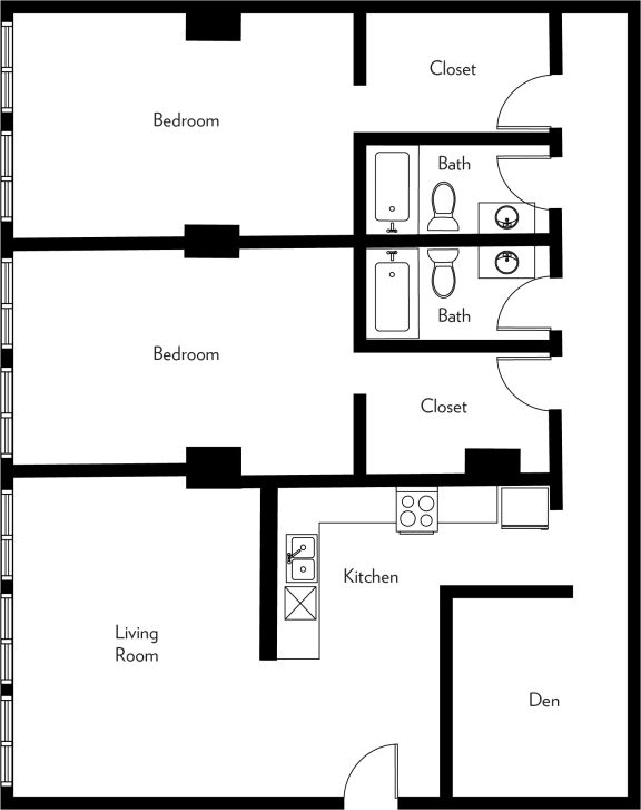 B2-Z Floor Plan B2-Z Floor Plan at The Luckman, Cleveland, Ohio
