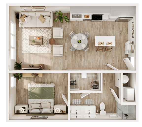 a1 floor plan  1 bedroom with 2 baths  129