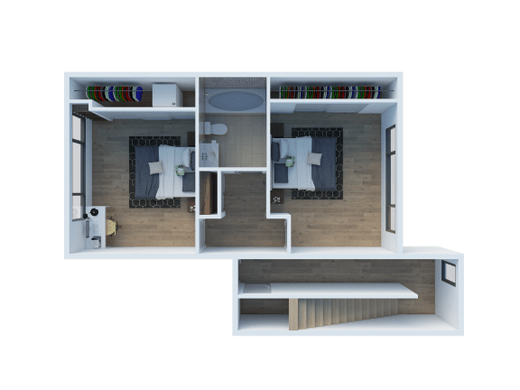 Floor Plan  a floor plan of a two bedroom apartment  at Larkspur West Linn, West Linn, Oregon
