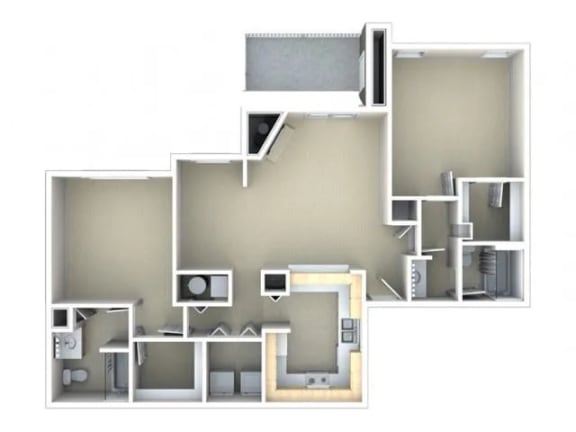 Floor Plan  an open floor plan with a kitchen and living room