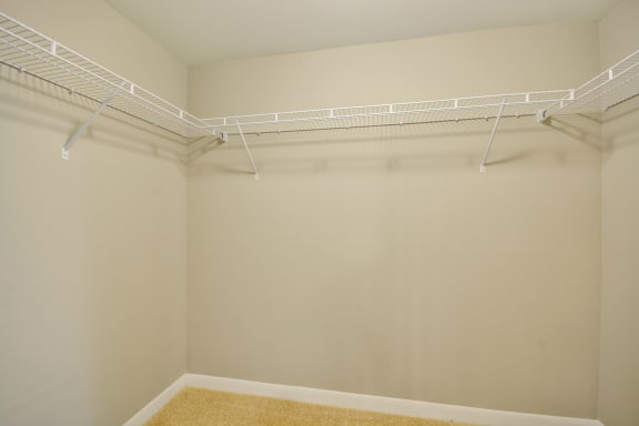 Large empty closet with a wire rack on the wall at Tavera, Chula Vista, CA