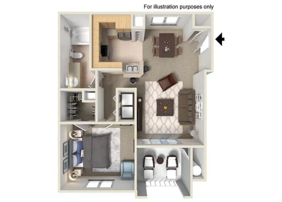 3d floorplanat The Missions at Rio Vista, San Diego, CA