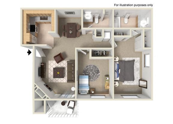 Floor Plan  3d floorplan at Santee Villas, California, 92071