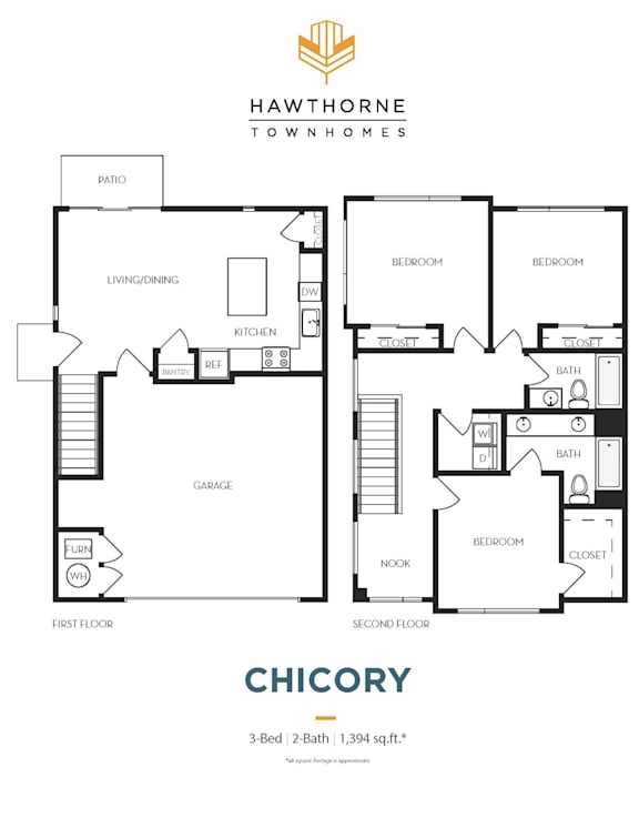 Chicory Floor Plan at Hawthorne Townhomes, South Salt Lake, UT, 84115