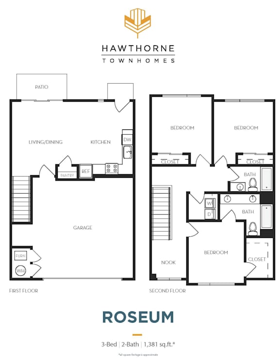 Roseum Floor Plan at Hawthorne Townhomes, Utah, 84115