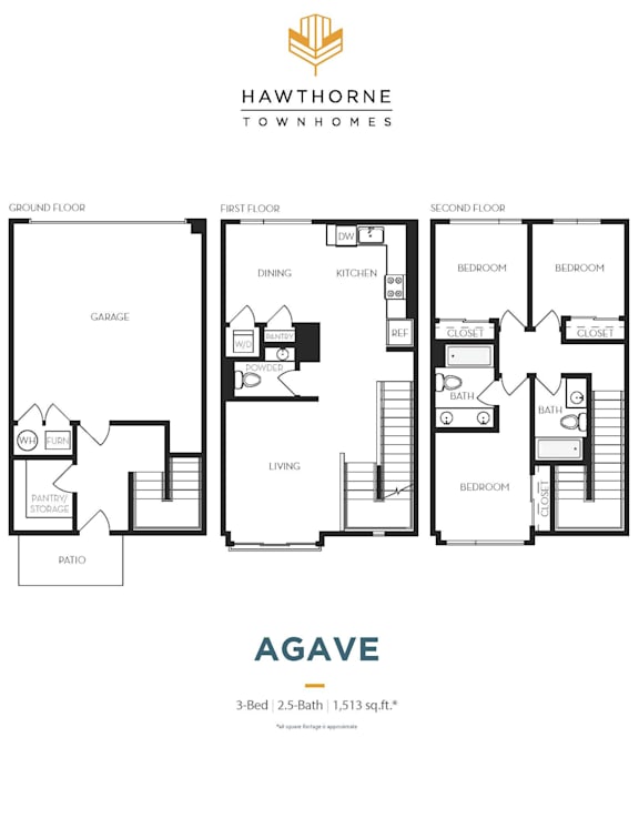 Agave Floor Plan at Hawthorne Townhomes, South Salt Lake, UT