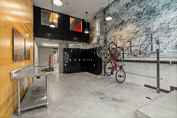 Bike Rack with Bike hanging at Axle, Seattle