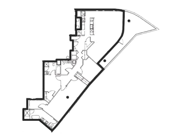 A black and white image of a floor plan of a building.