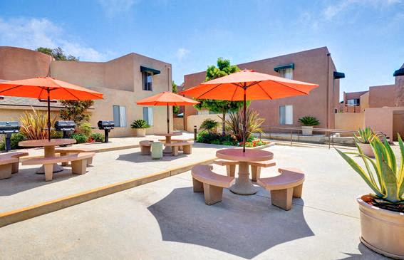 Picnic area at Village Square, La Jolla, 92037