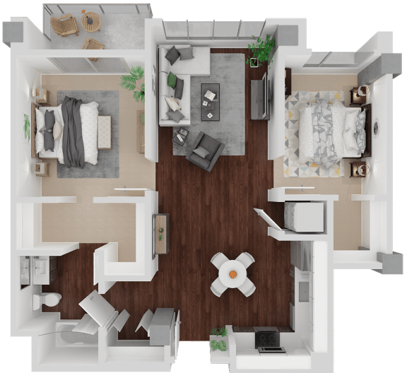 Valencia Alt 2 Bed 1 Bath floorplan