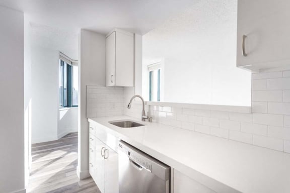 a kitchen with a sink and a dishwasher