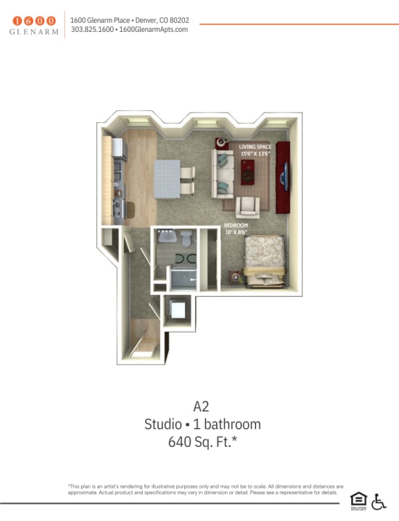 A2 Floor Plan at 1600 Glenarm Place, Colorado