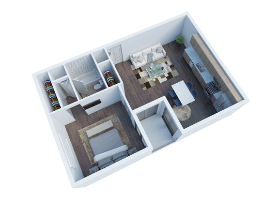 Floor Plan  a sq. ft. apartment with an open floor plan at The View, California, 90005