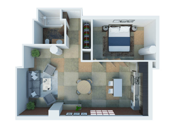 A3 Floor plan of a studio apartment  at South Park Lofts, Los Angeles, California