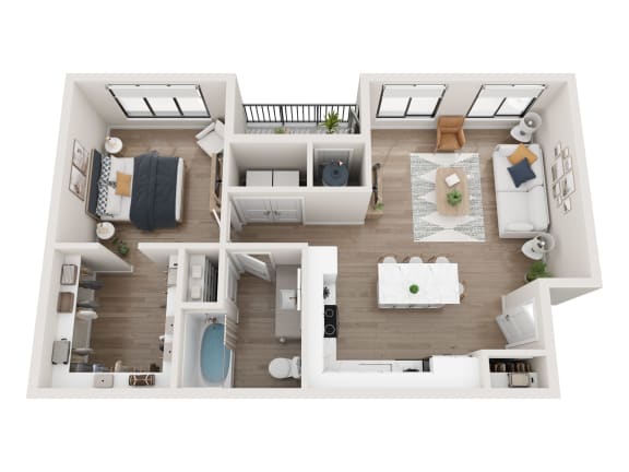 Floor Plan  a1 floor plan  1 bedroom with 2 baths  129
