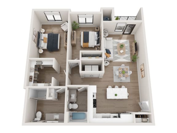 a 3 bedroom floor plan with a bathroom and a living room
