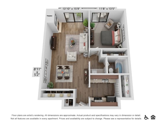 bedroom floor plan | village on the lakes apartments at Alvista Nine Mile, Asheville