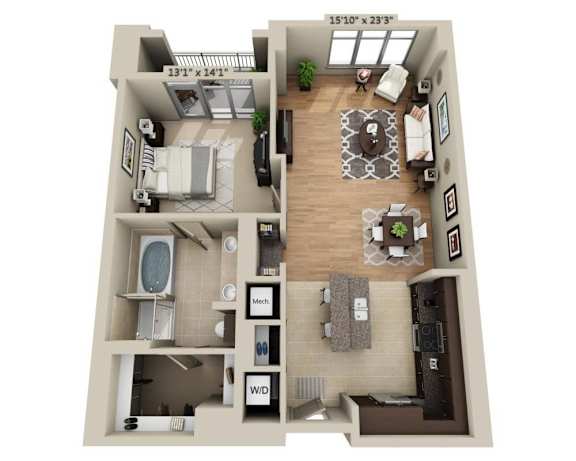 A floor plan of a two bedroom apartment.