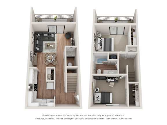 Floor Plan  Lacamas II 2 Bed 1.5  Bath at Aspenridge Apartments, Vancouver, WA