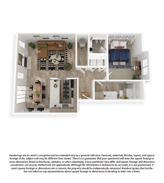  Floor Plan One Bedroom One Bath Classic