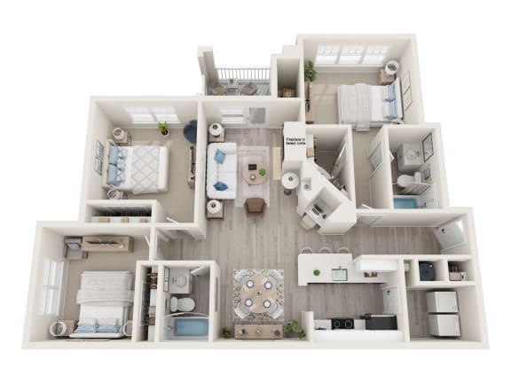 a 3 bedroom floor plan  395