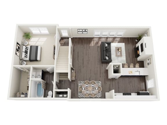 a1 floor plan  1 bedroom with 1 bathroom  129