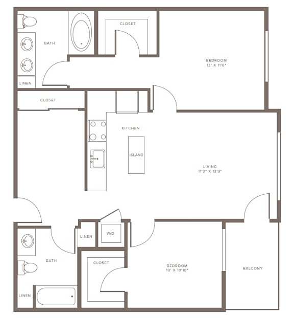 A floor plan of a house with a living area, kitchen, and bathroom.