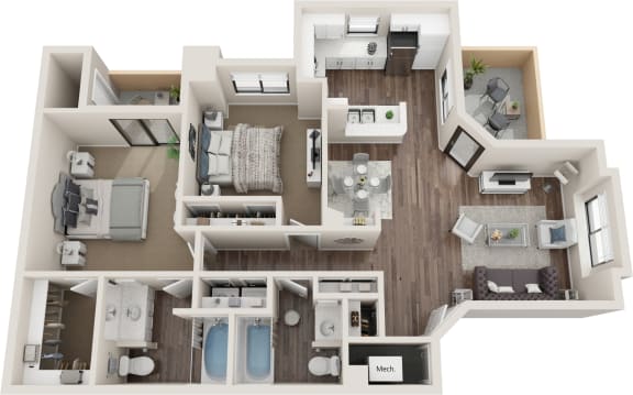 Floor Plan  a 3d drawing of a floor plan of a house