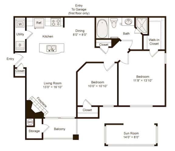 A black and white image of a floor plan for a house.